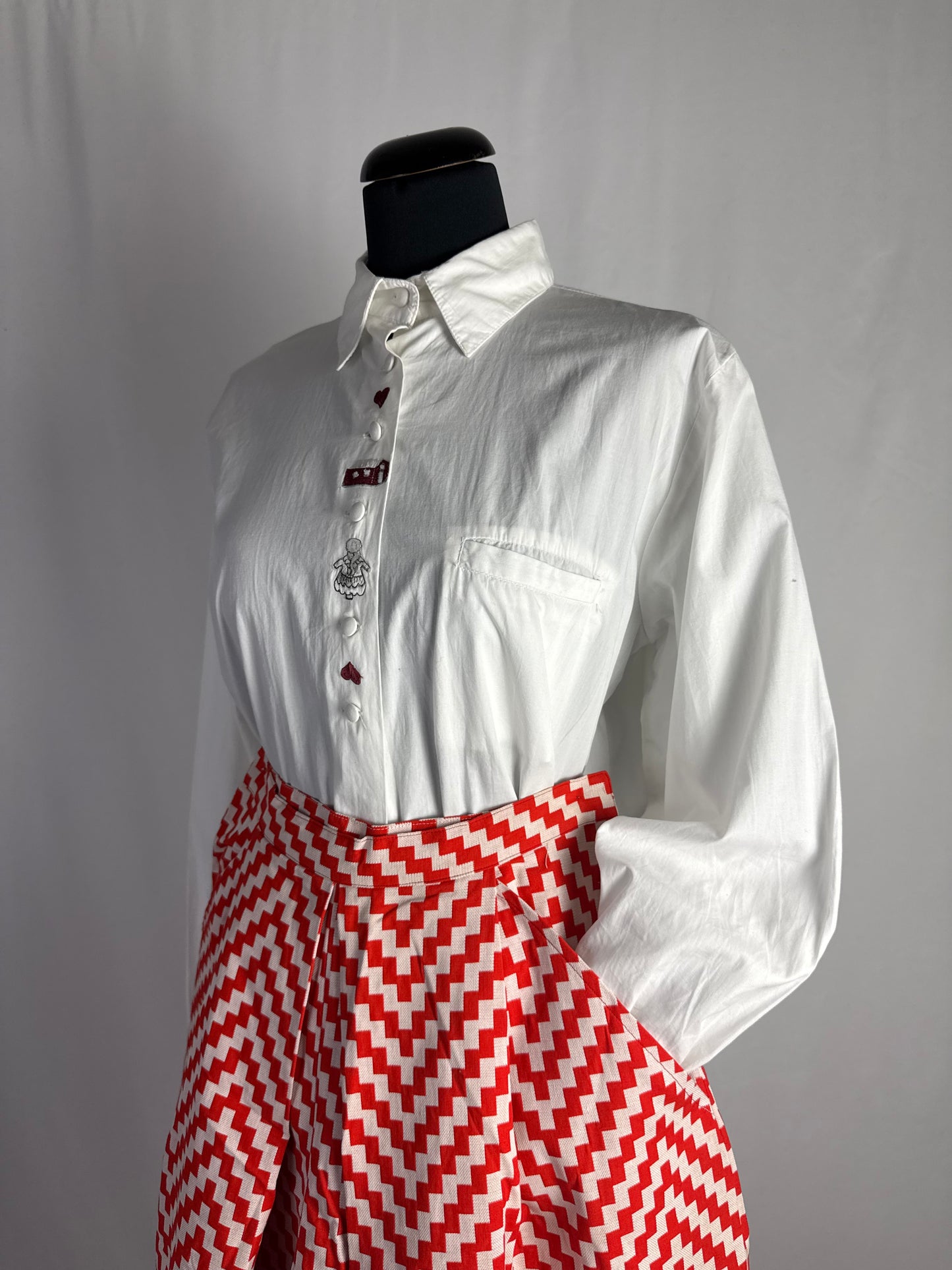 Camicia in cotone con ricami - TG. 44/46