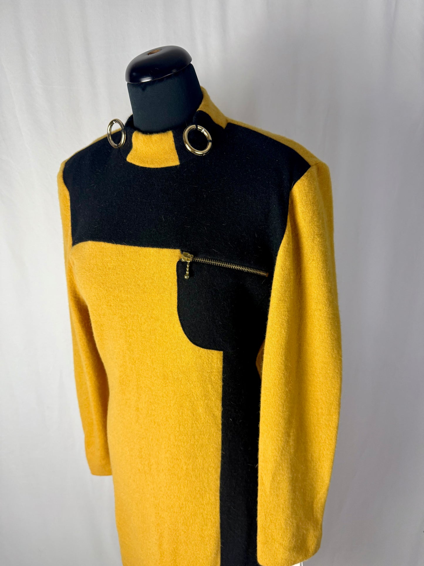 Abito color block in lana giallo e nero - TG. 44/46