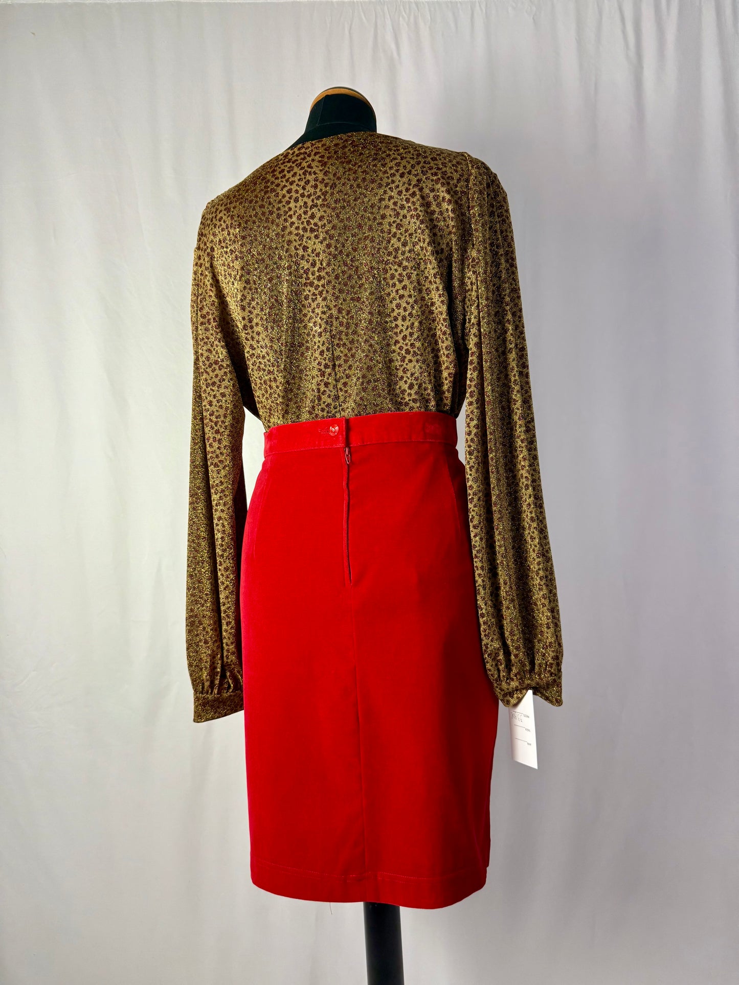 Gonna rossa in velluto di cotone - TG. 46