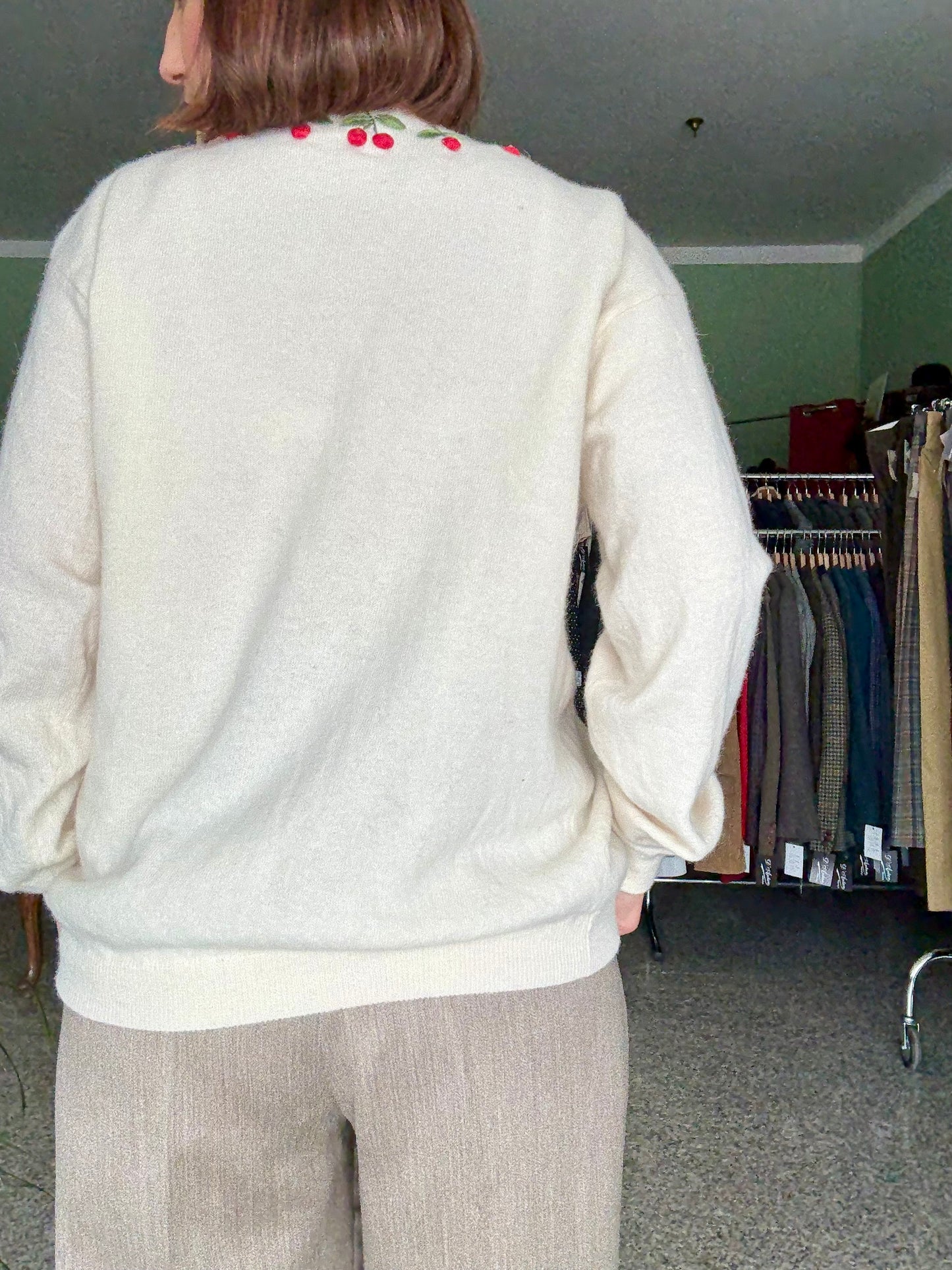 Cardigan tirolese bianco con ciliegie 🍒 - TG. 46/48