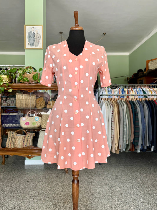 Abito rosa pesca a pois bianchi - TG. 38