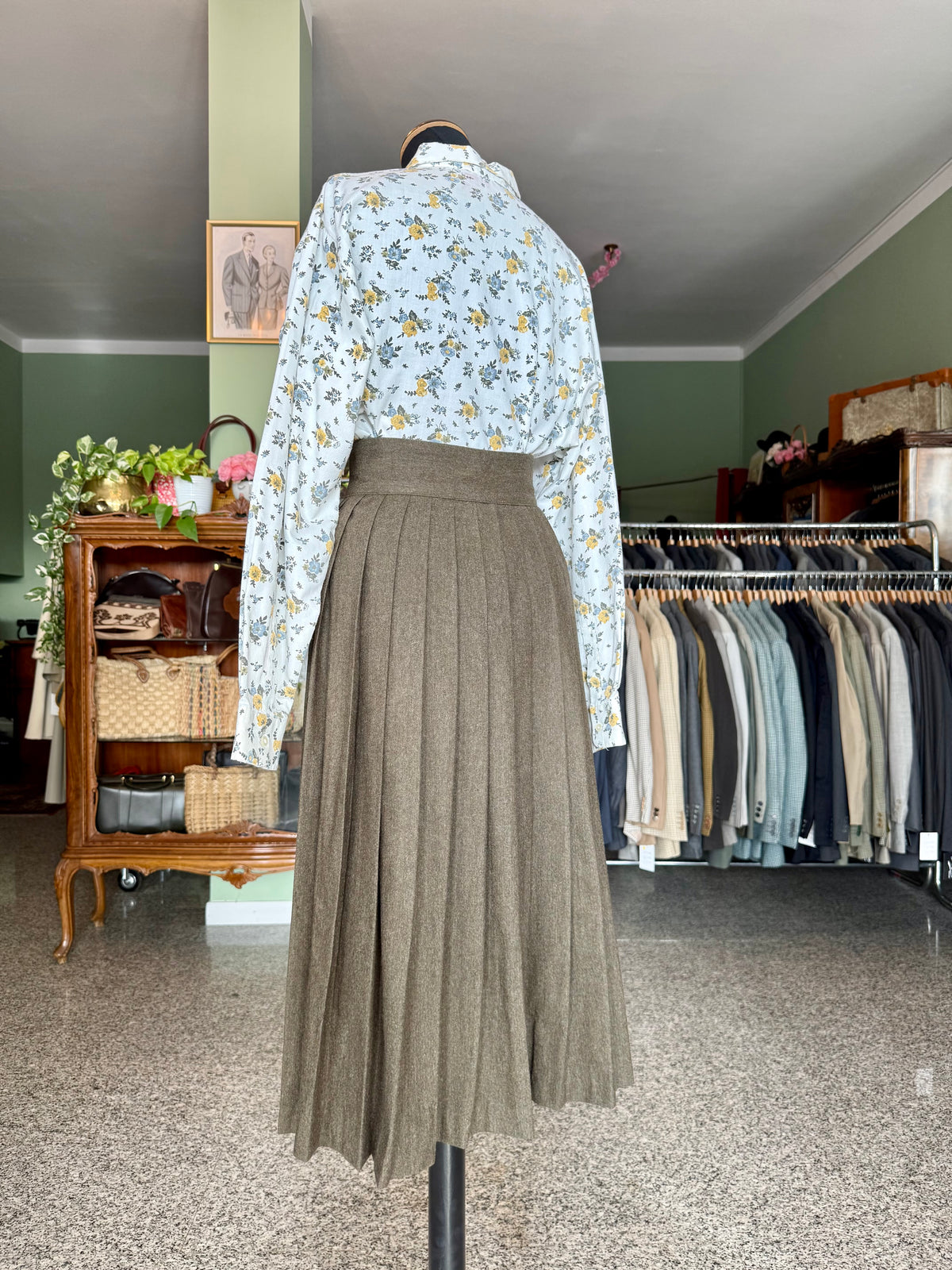 Gonna verde oliva lana e cashmere - TG. 38/40