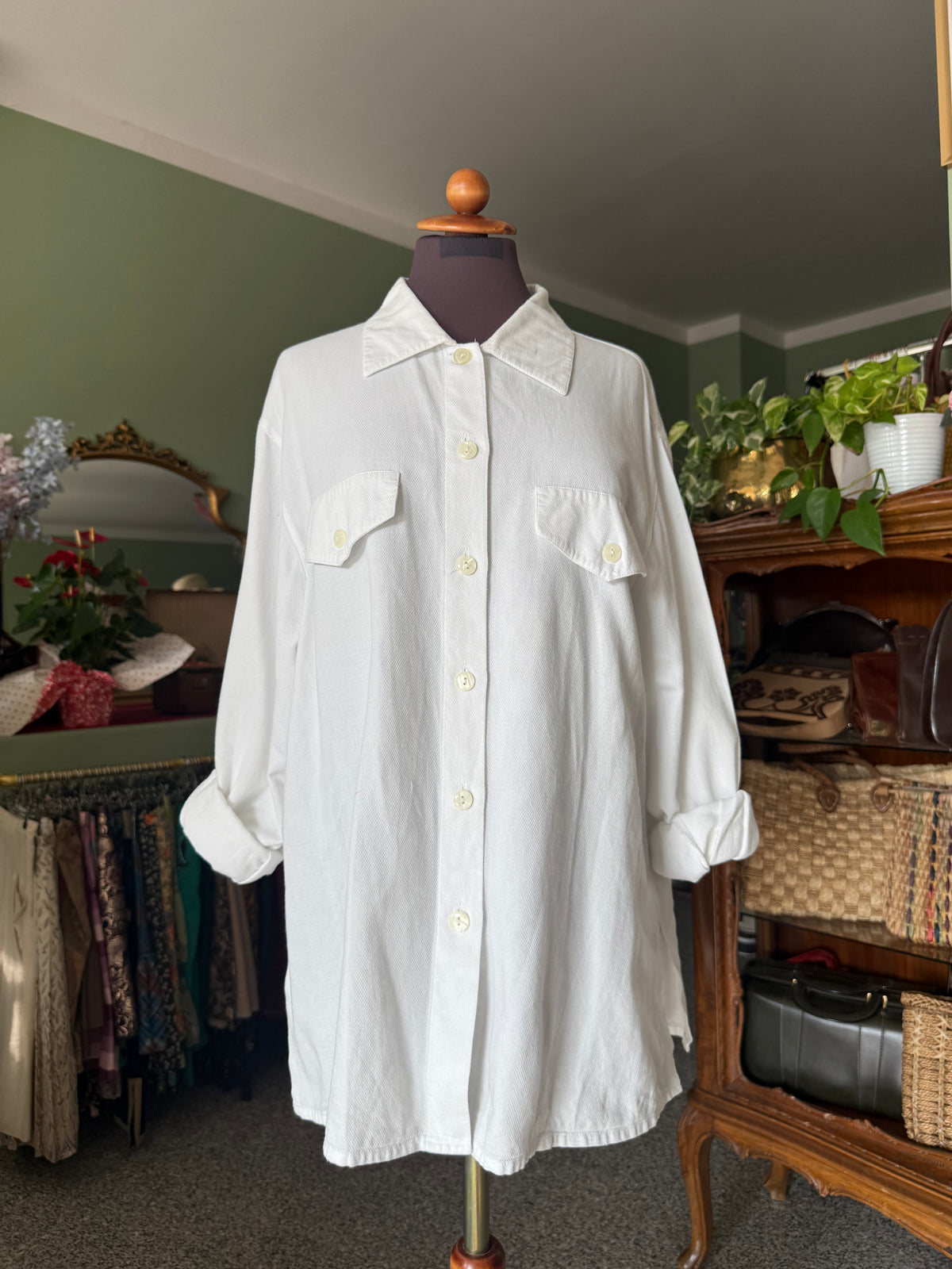 Camicia bianca in piquet di cotone TG. 44/46