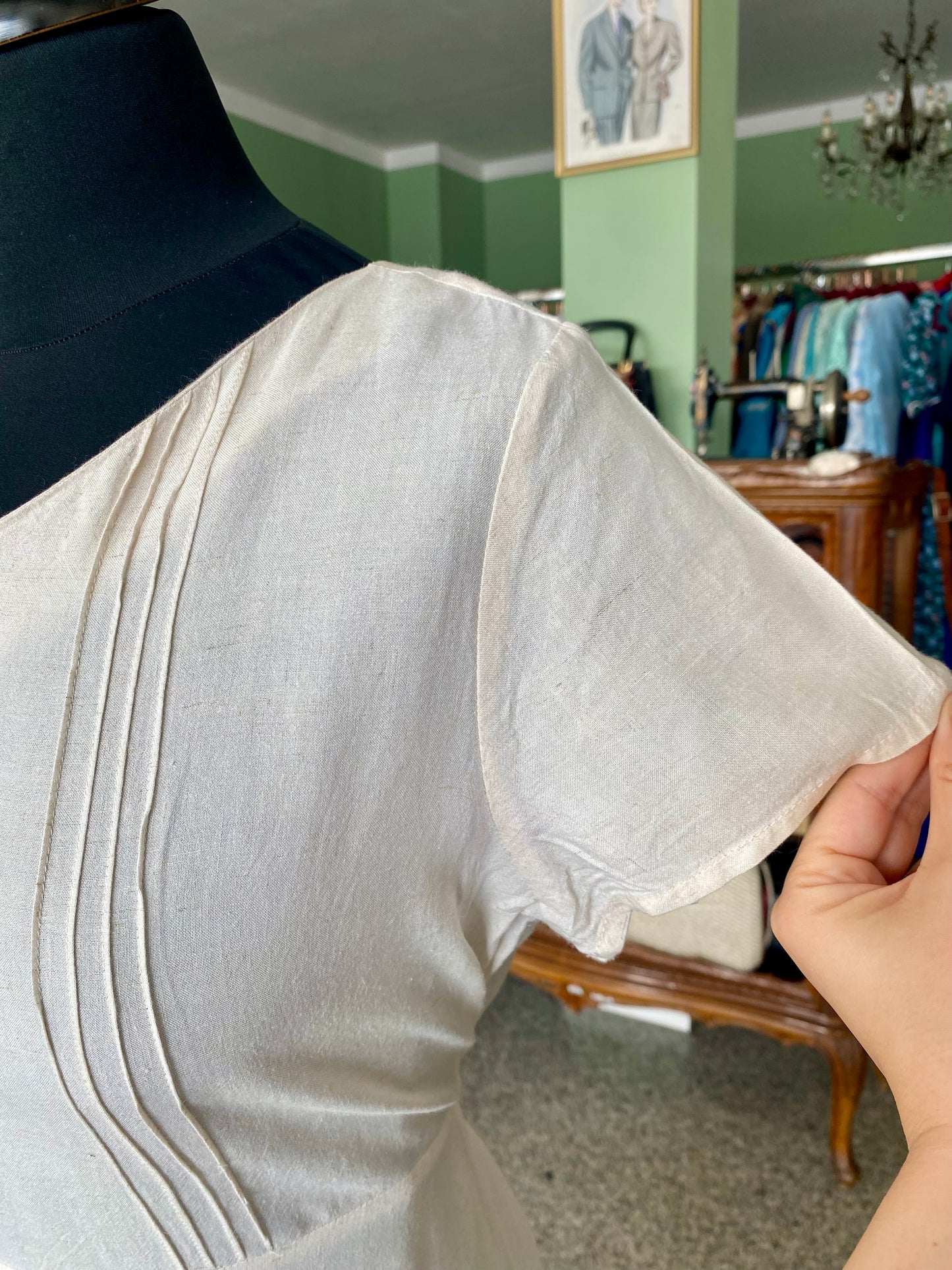 Abito color burro in lino misto cotone - TG. 40/42