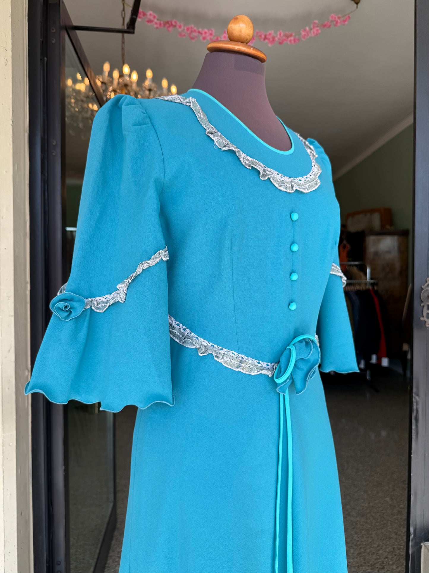 Maxi dress anni ‘70 turchese - TG. 40