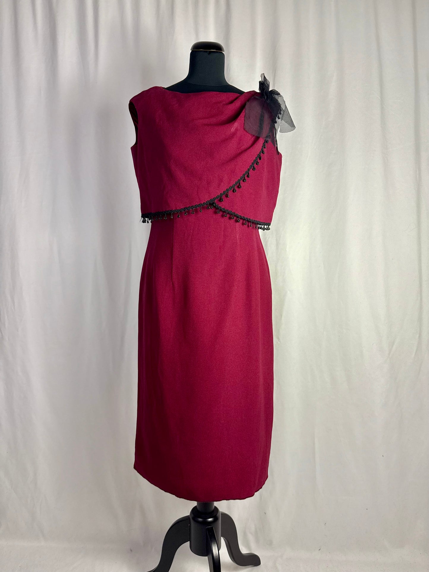 Abito anni ‘60 con passamaneria con perline nere - TG. 42