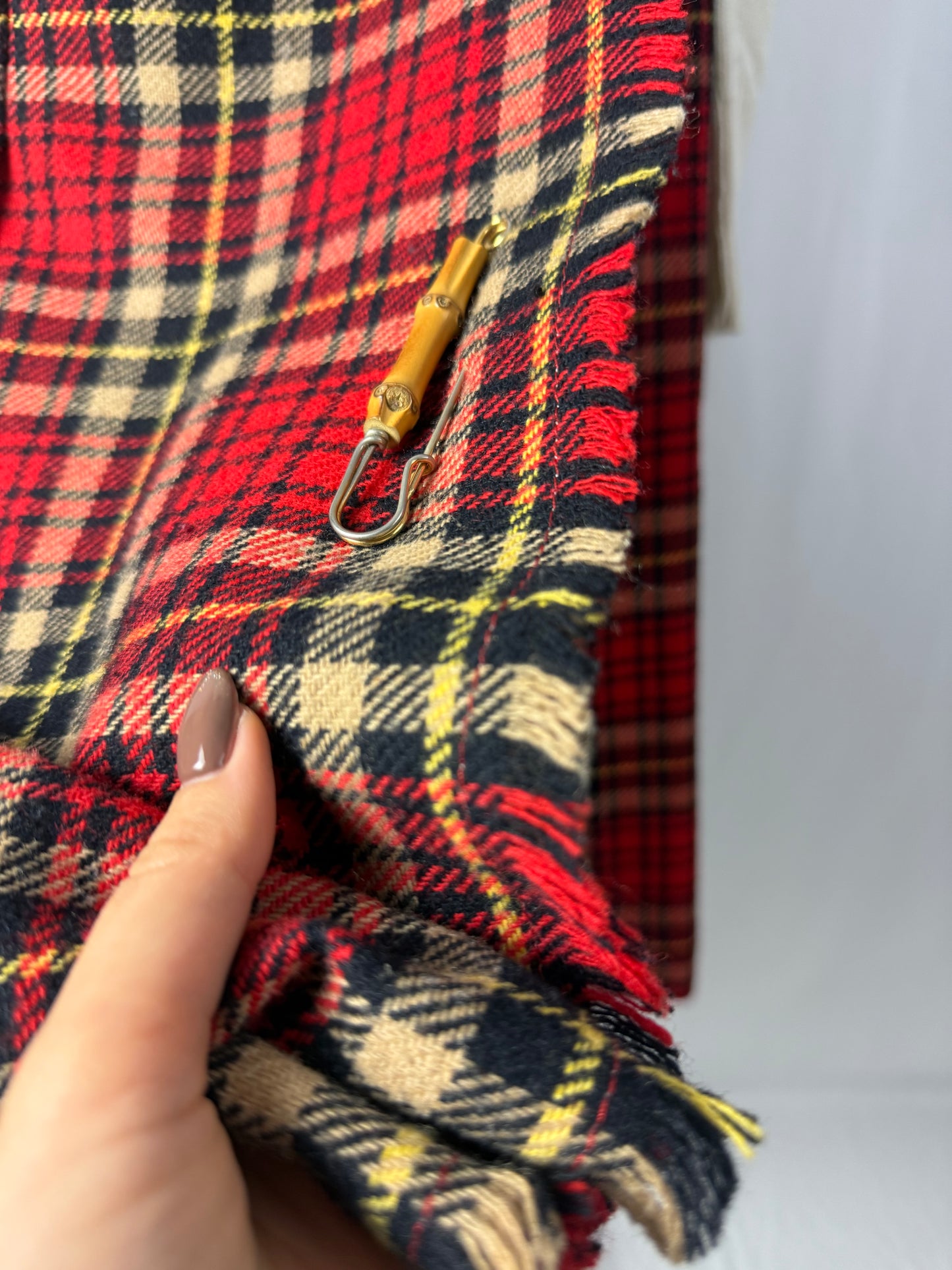 Gonna tartan in pura lana con spilla - TG. 40