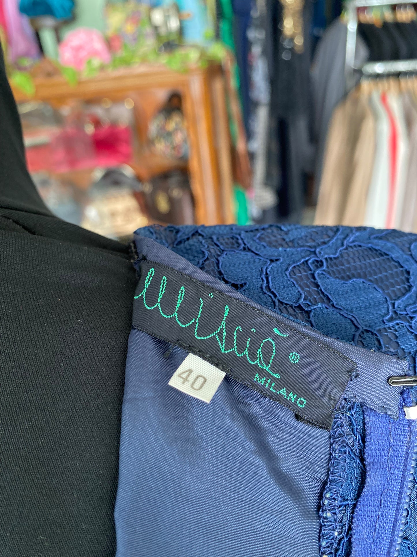 Abito blu con corpino in pizzo - TG. 40