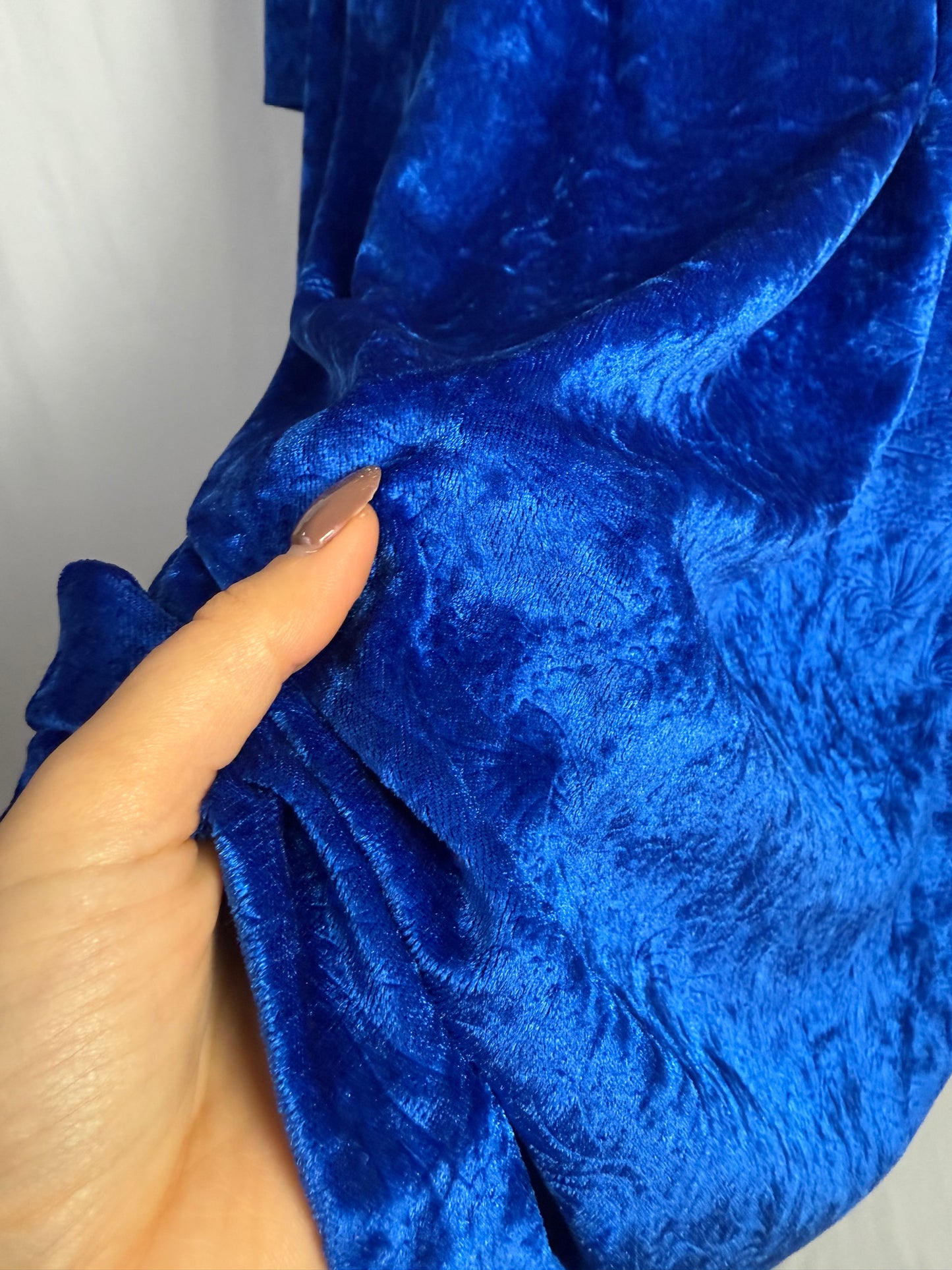 Abito anni ‘80 in ciniglia blu cangiante - TG. 48/50