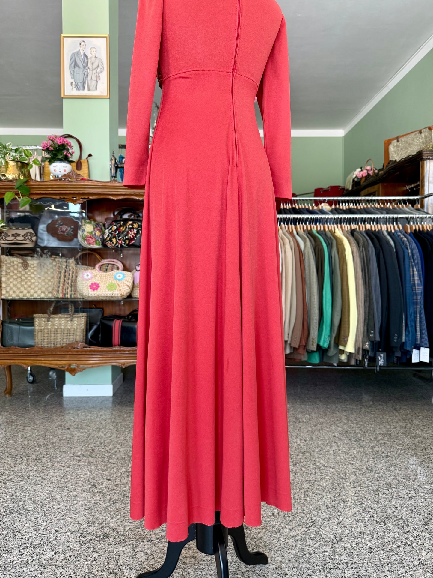 Maxi abito anni ‘70 rosso ciliegia  - TG. 38