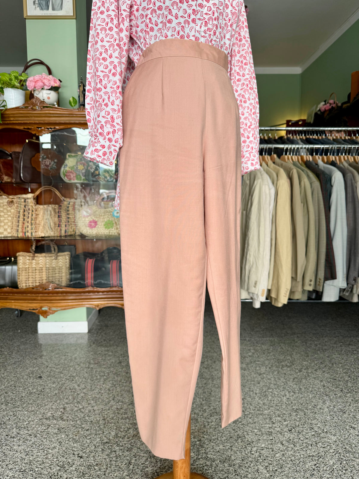 Pantaloni rosa antico in fresco di lana - TG. 42/44