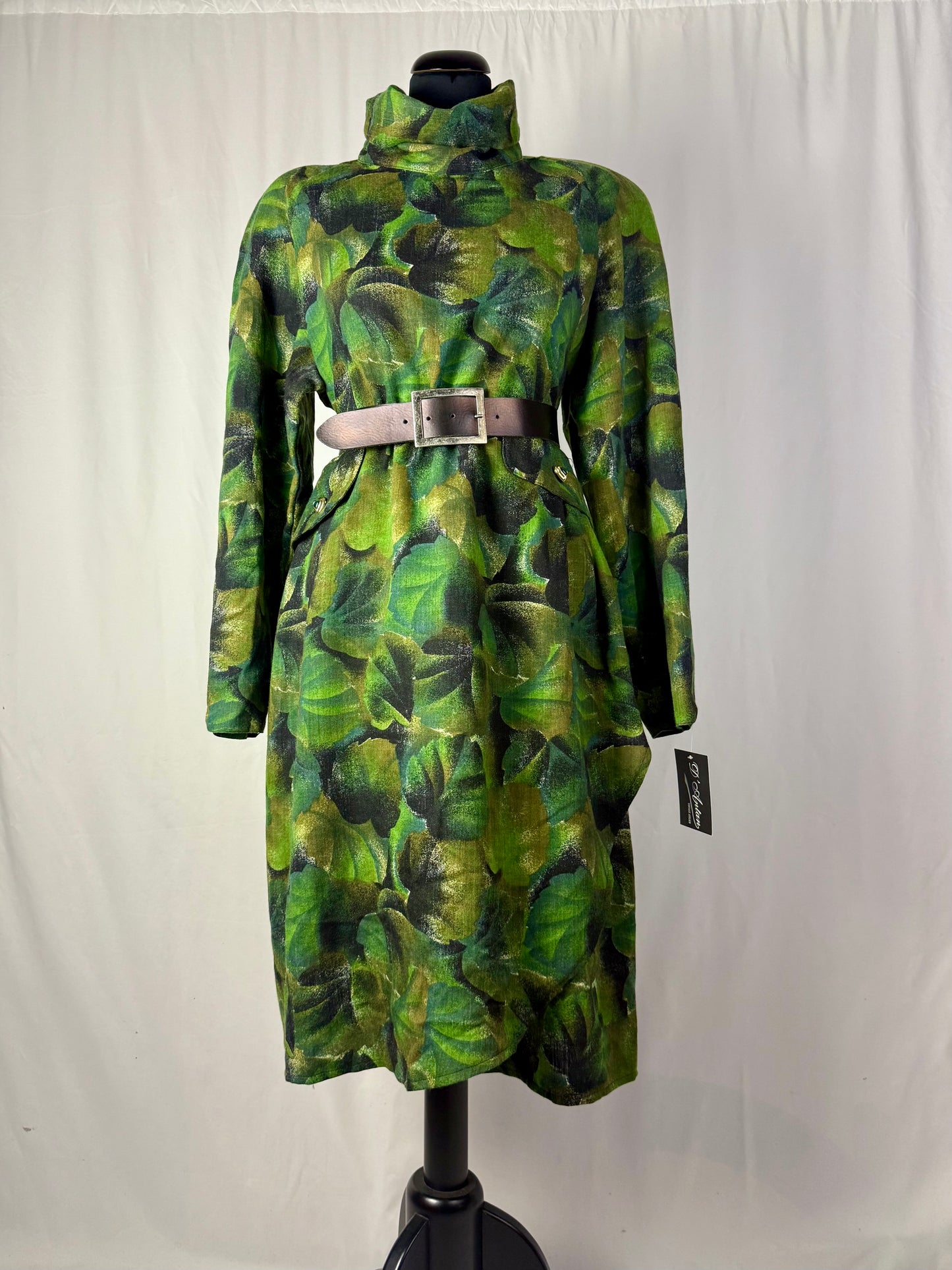 Abito in pura lana con stampa foglie - TG. 48/50