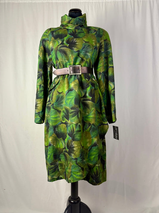 Abito in pura lana con stampa foglie - TG. 48/50