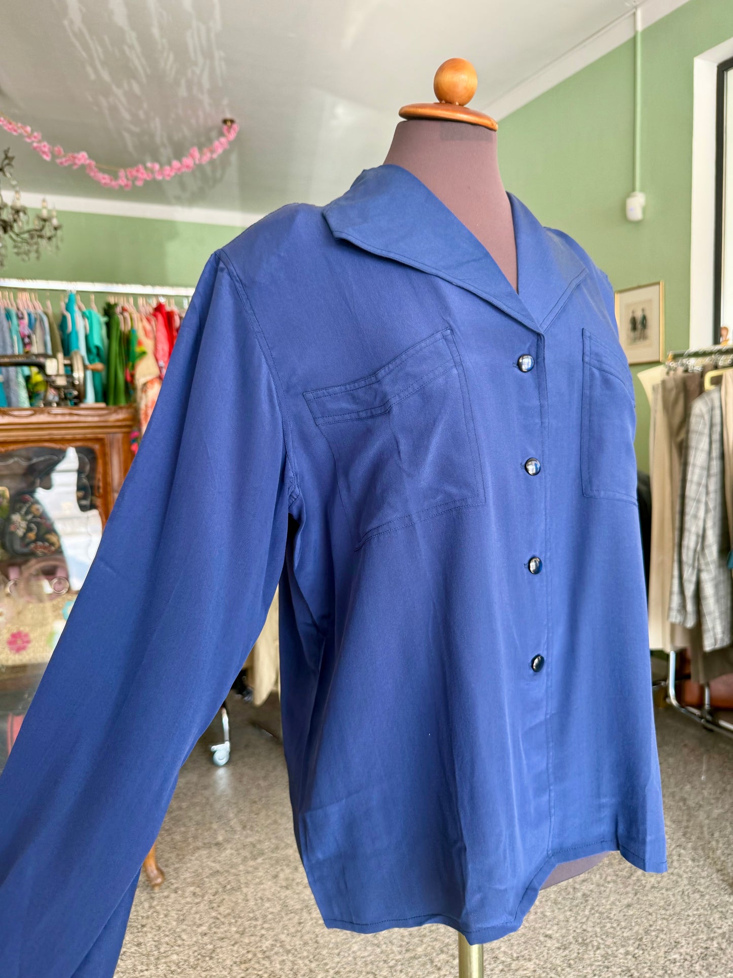 Camicia blu in pura seta - TG. 48