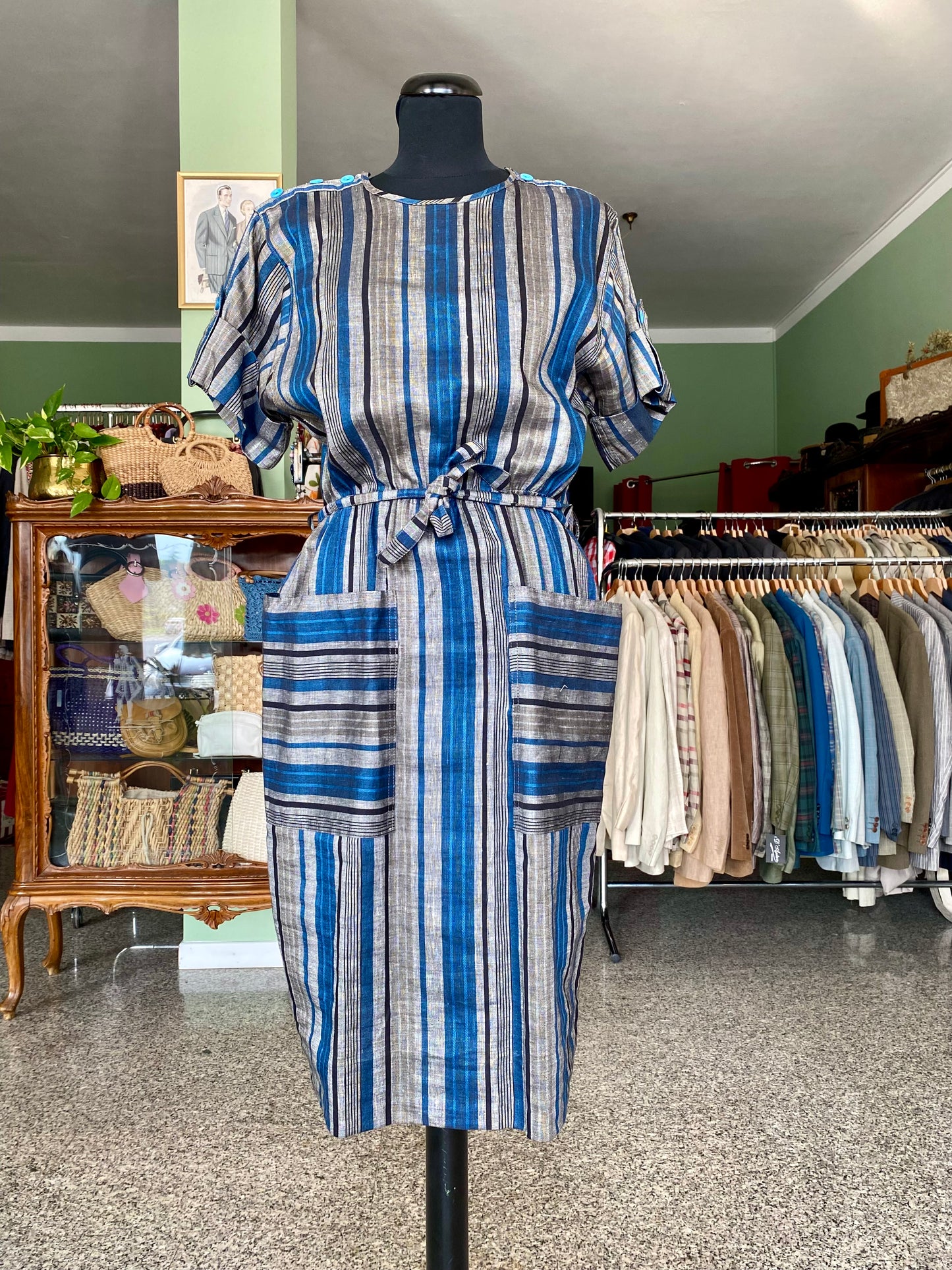 Abito in shantung di seta mosto lino - TG. 42/44