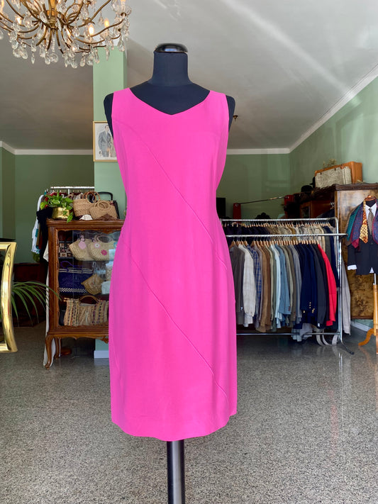 Tubino anni ‘90 fucsia in crepe di seta - TG. 42/44
