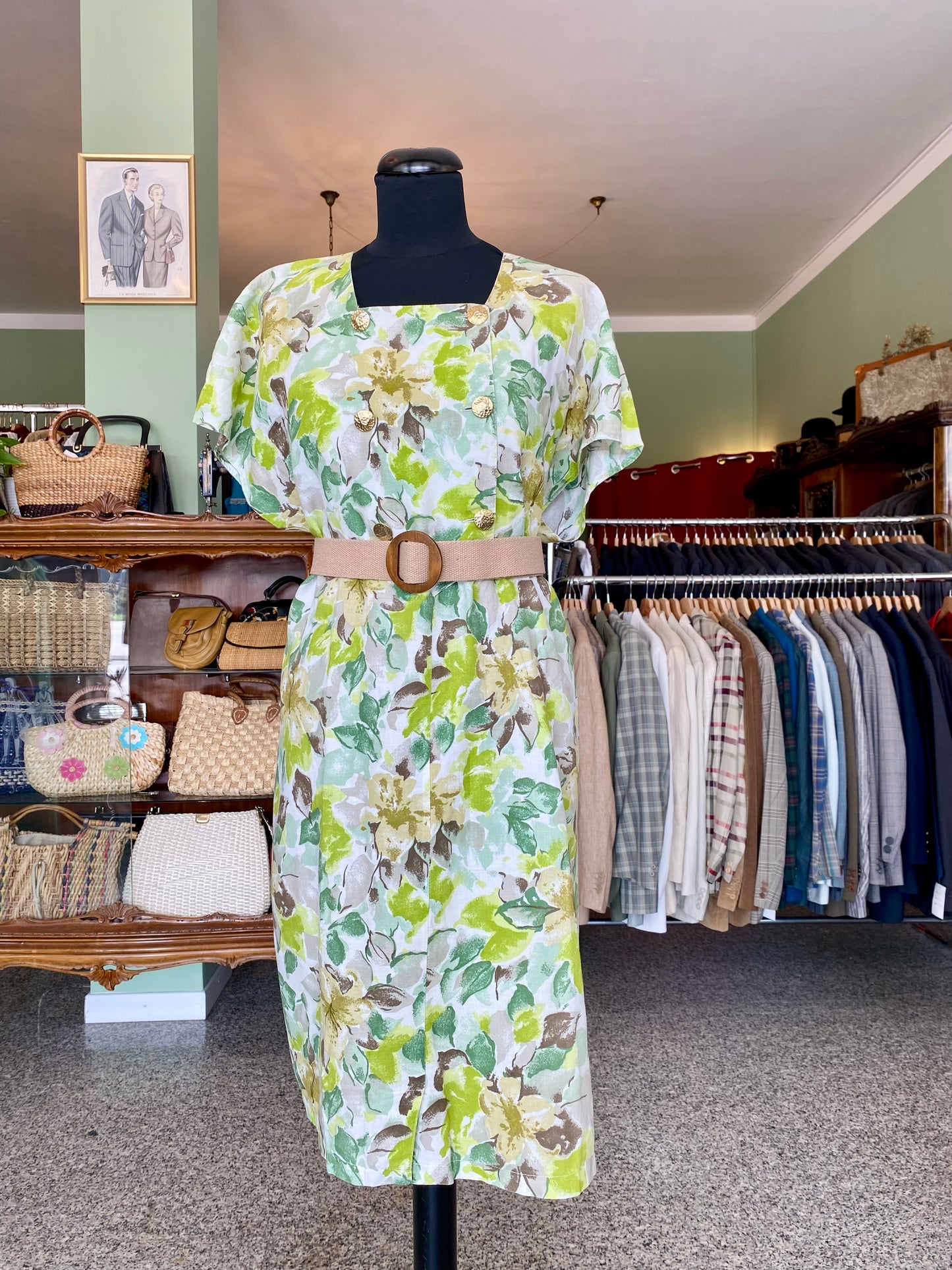 Abito in lino con fantasia floreale - TG. 44/46