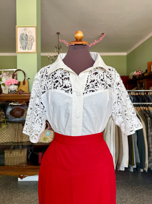 Camicia con inserti macramè- TG. 44