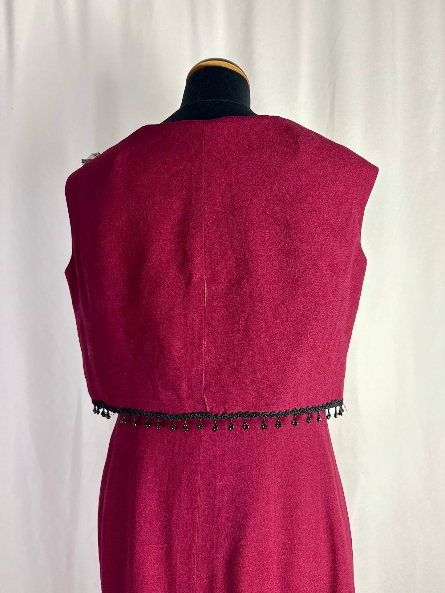 Abito anni ‘60 con passamaneria con perline nere - TG. 42