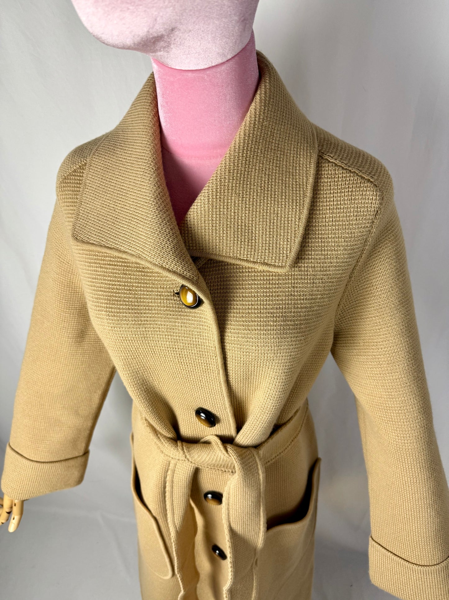 Cappotto in maglia di pura lana con cintura - TG. 42