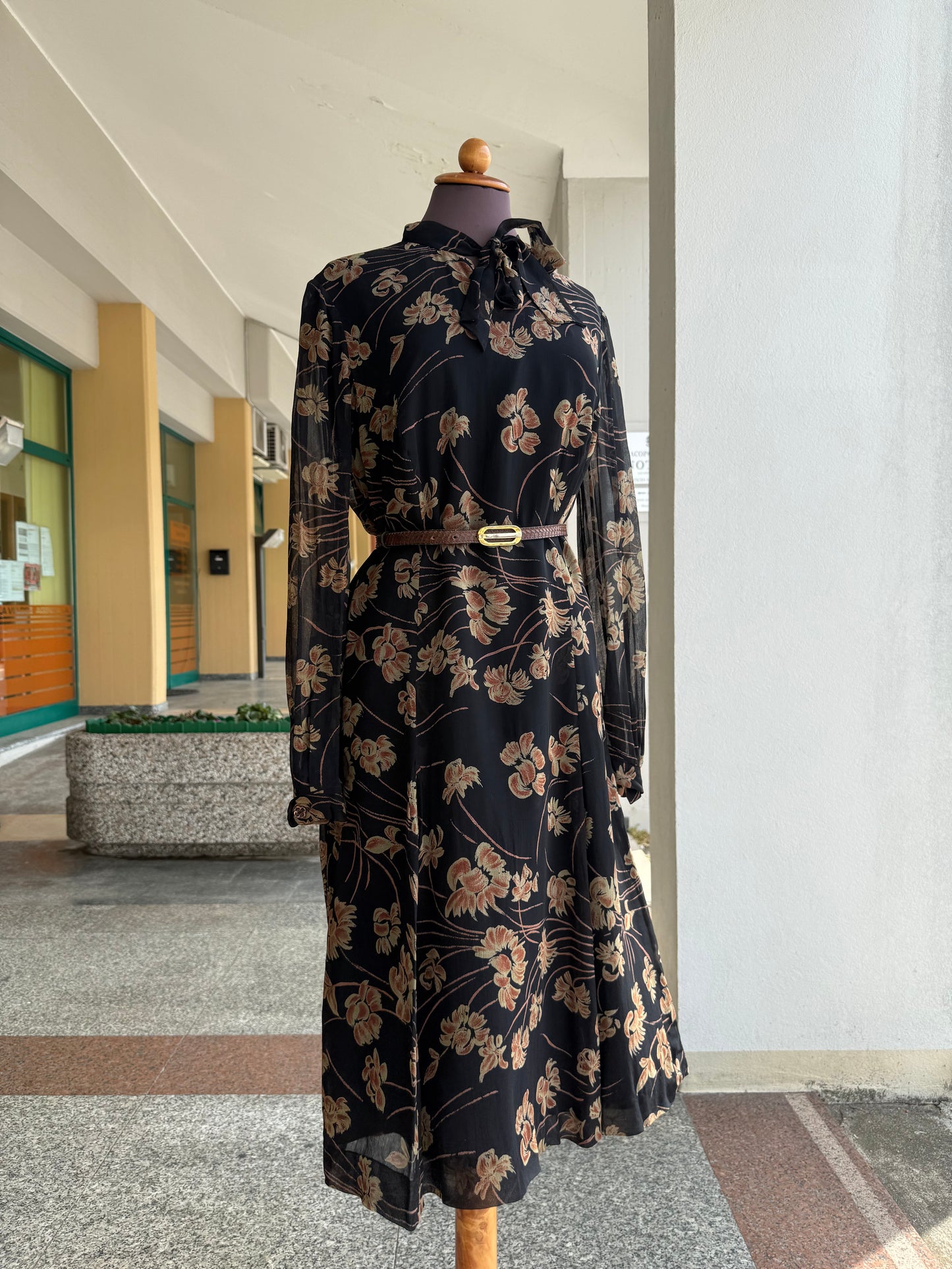 Abito anni ‘60 in crepe di seta + gilet - TG. 44/46