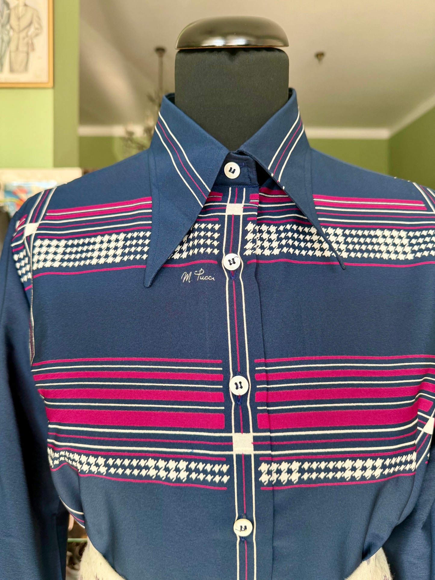 Camicia blu a motivi geometrici - TG. 44
