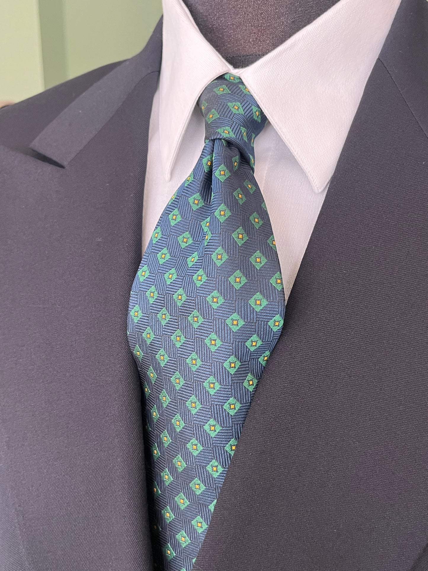 Cravatta anni ‘80 blu e verde