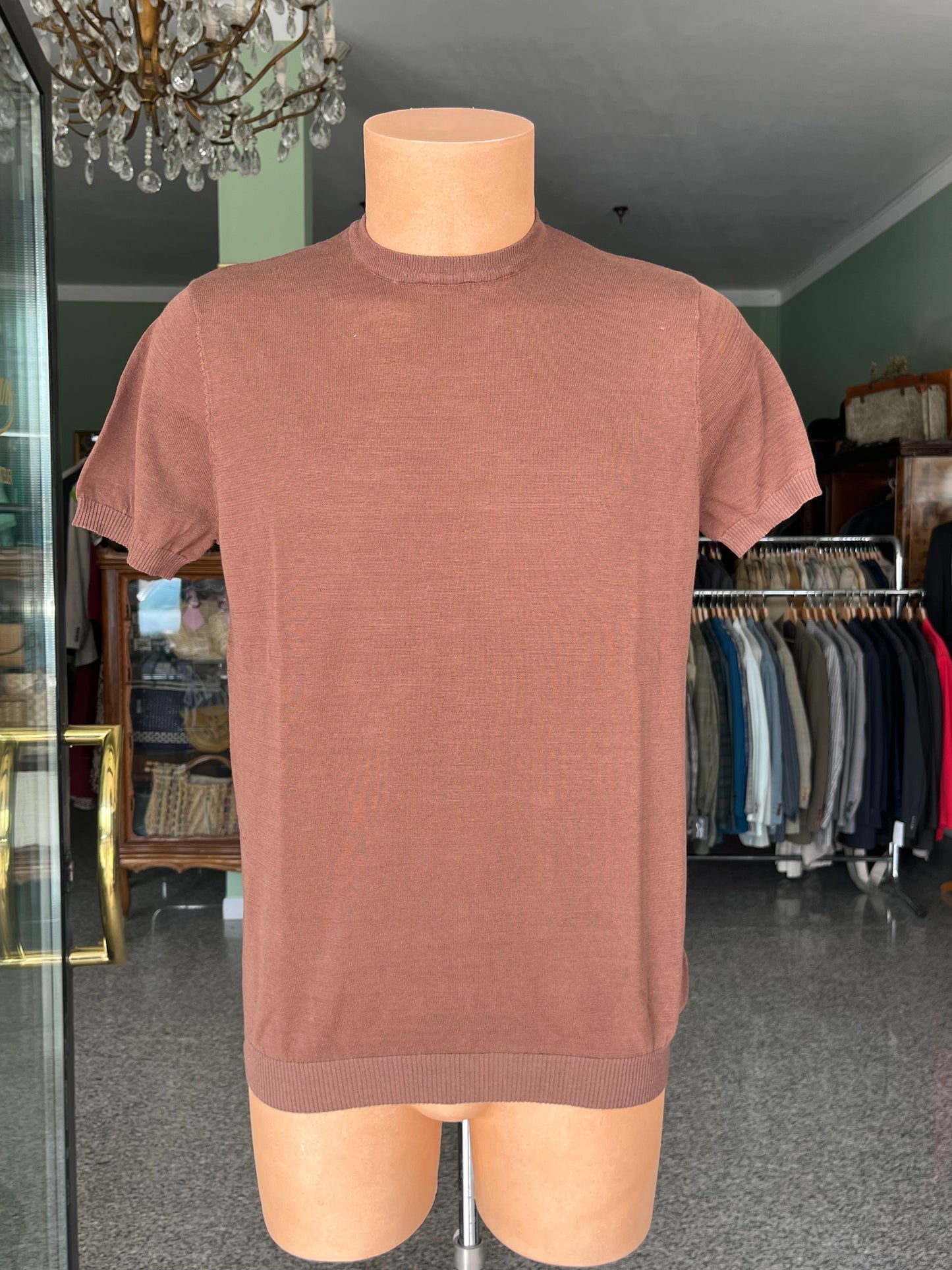 T-shirt a maniche corte cotone/lino tg. 50