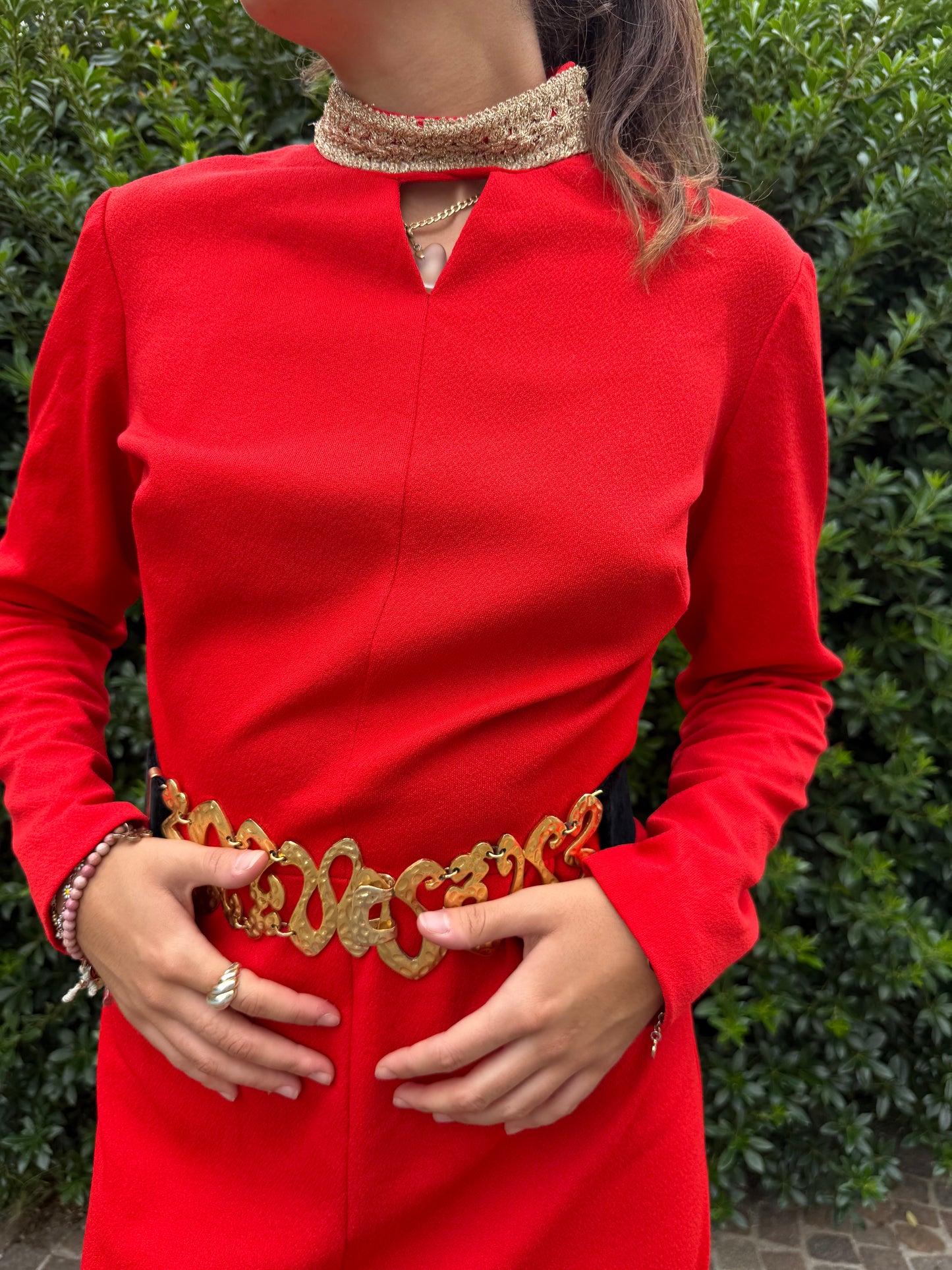 Maxi dress anni ‘70 rosso e oro - TG. 42/44
