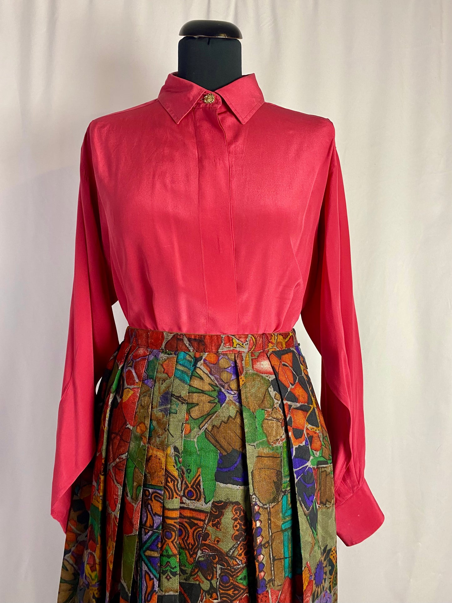 Camicia in pura seta color fragola - TG. 48/50