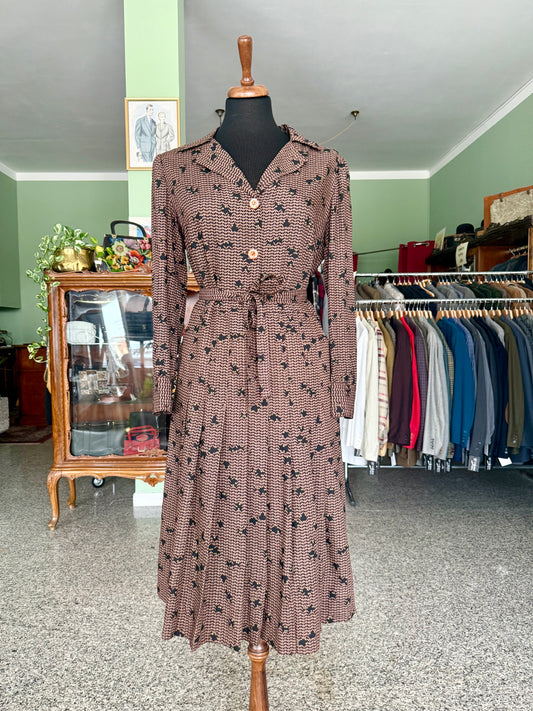 Abito sartoriale anni ’70 in lana leggera con cintura - TG. 46/48