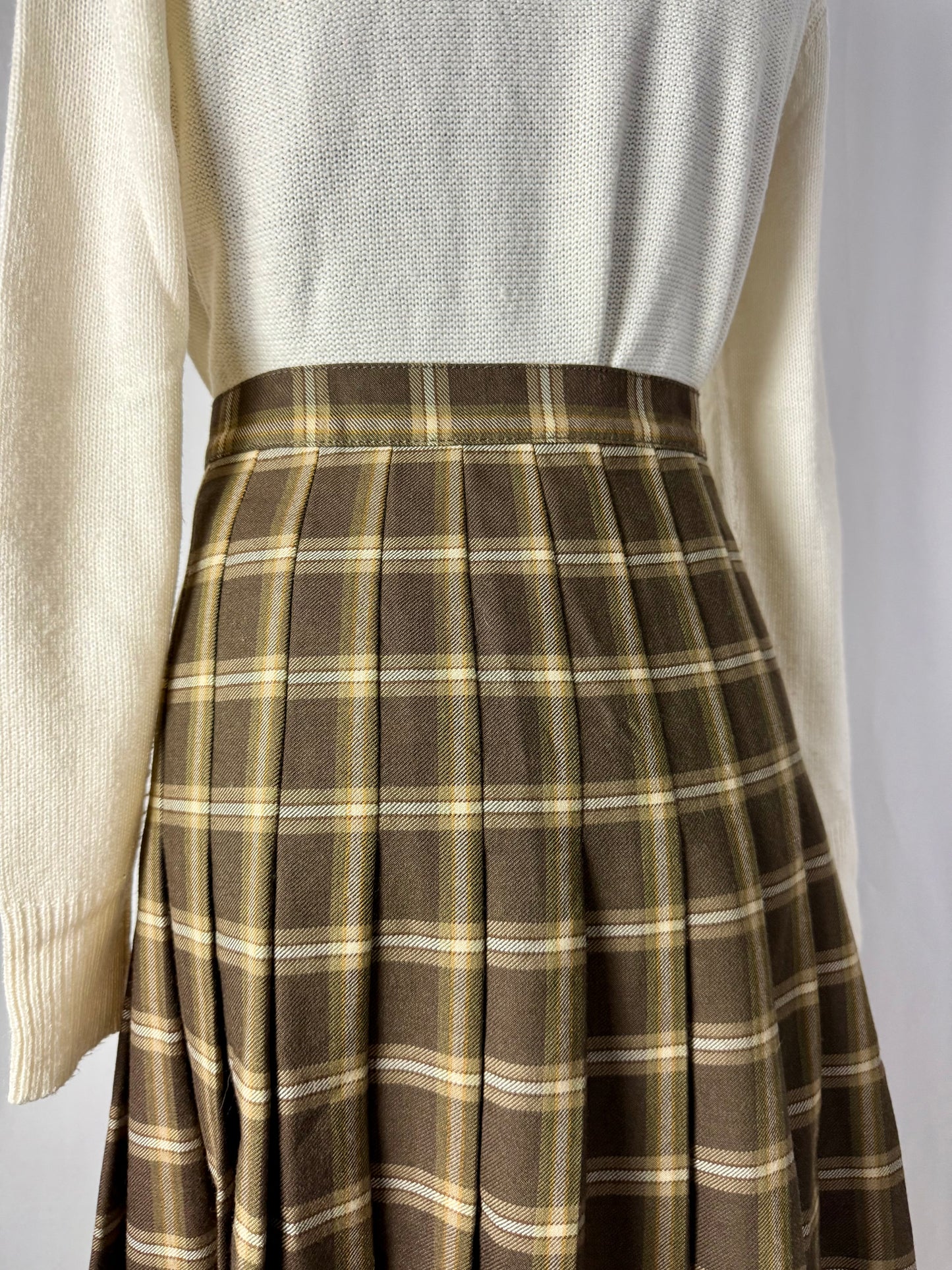 Gonna tartan in pura lana quadri marroni - TG. 46