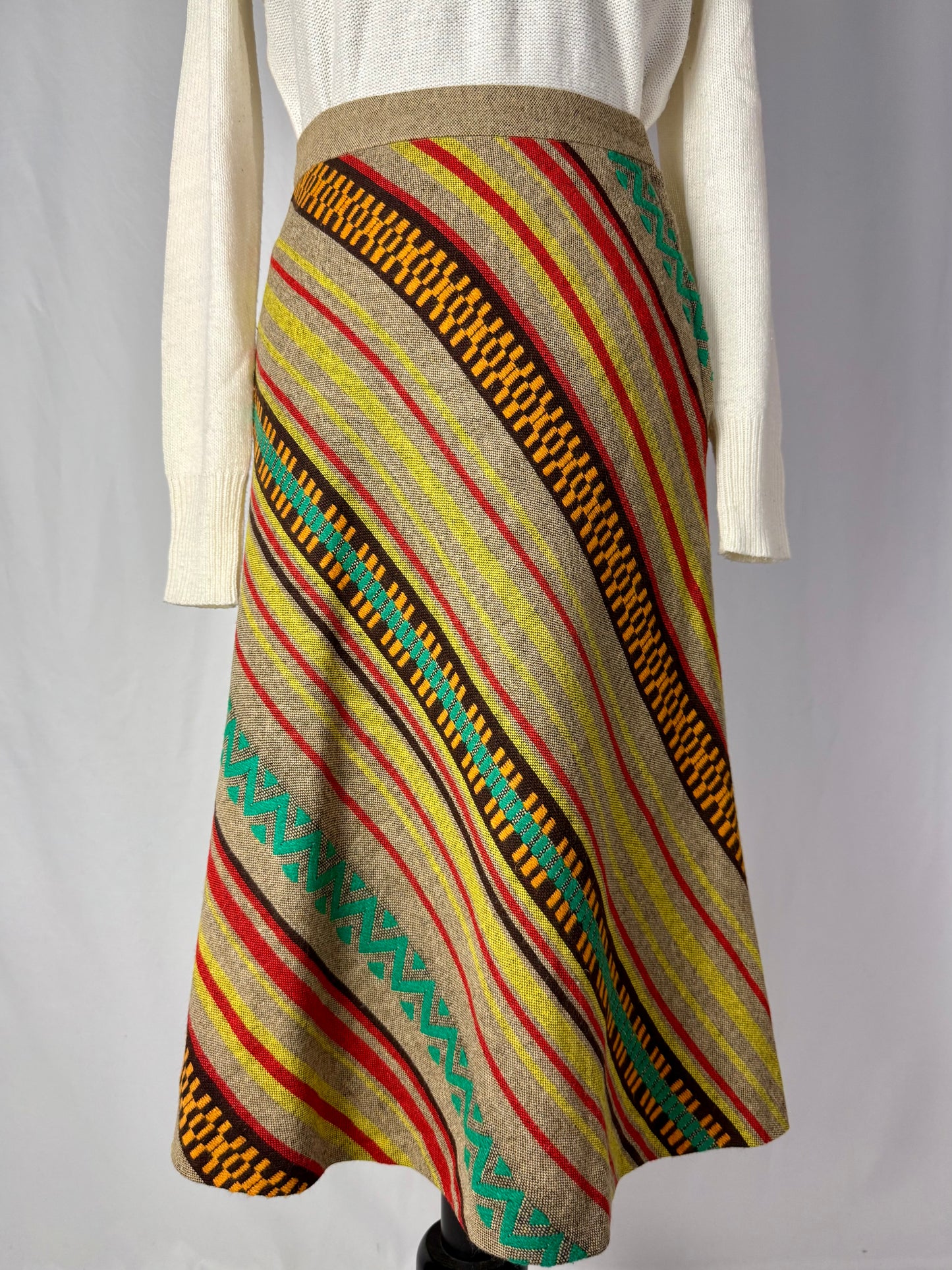 Gonna anni ’70 in lana etnica multicolore - TG. 40