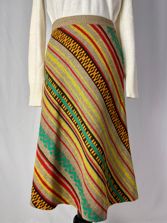 Gonna anni ’70 in lana etnica multicolore - TG. 40