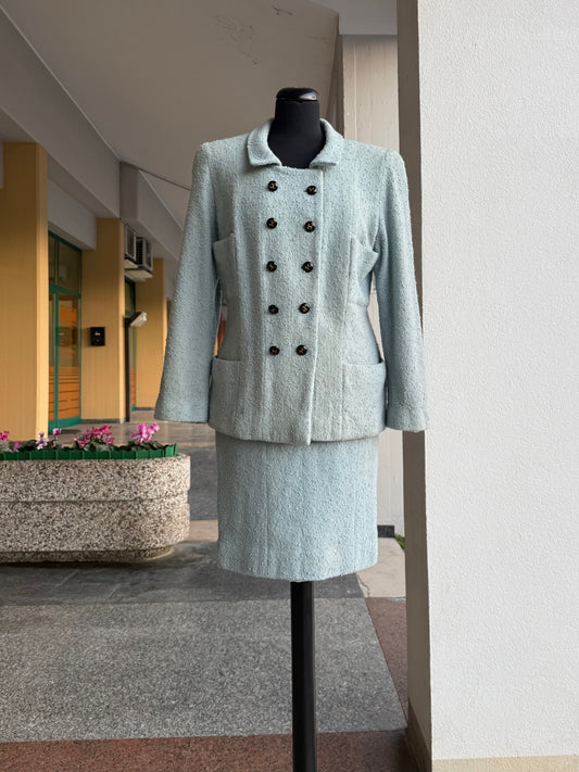 Tailleur in bouclé azzurro polvere - TG. 44
