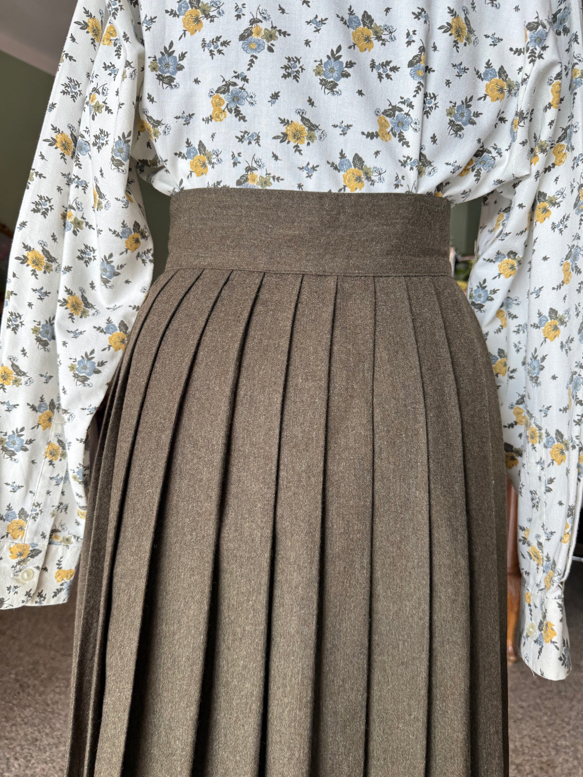 Gonna verde oliva lana e cashmere - TG. 38/40