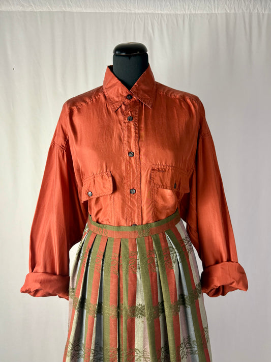 Camicia in pura seta color ruggine - TG. 50/52