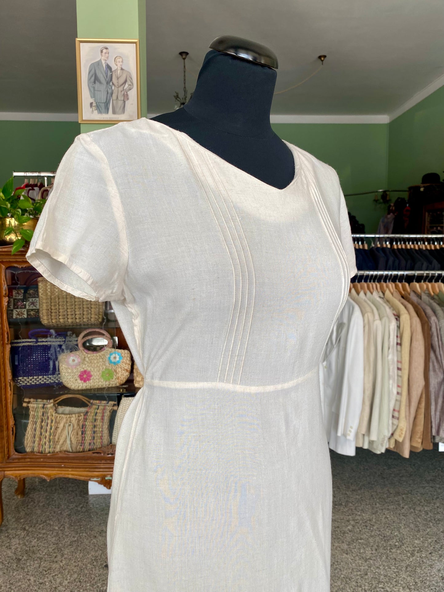 Abito color burro in lino misto cotone - TG. 40/42