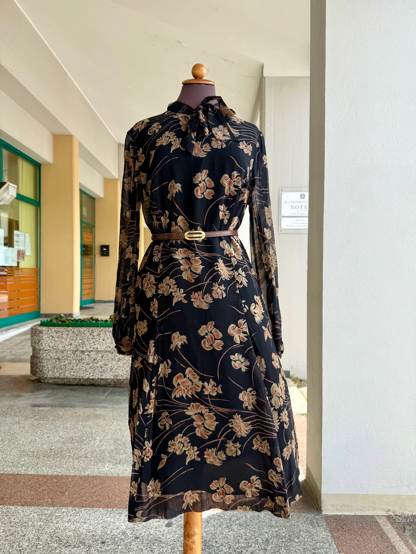 Abito anni ‘60 in crepe di seta + gilet - TG. 44/46