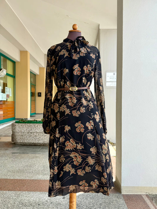 Abito anni ‘60 in crepe di seta + gilet - TG. 44/46