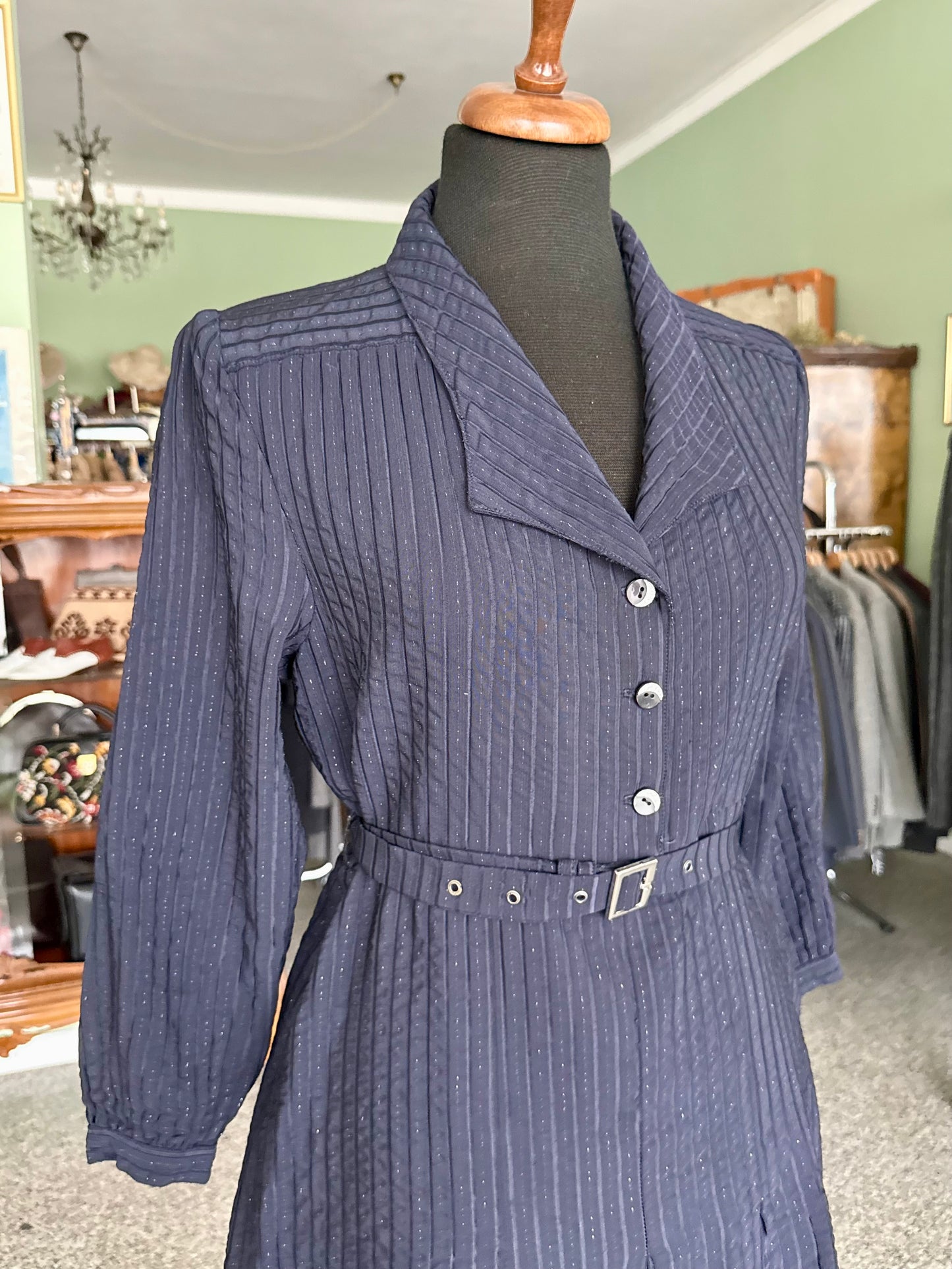 Abito blu navy con riga argento - TG. 46