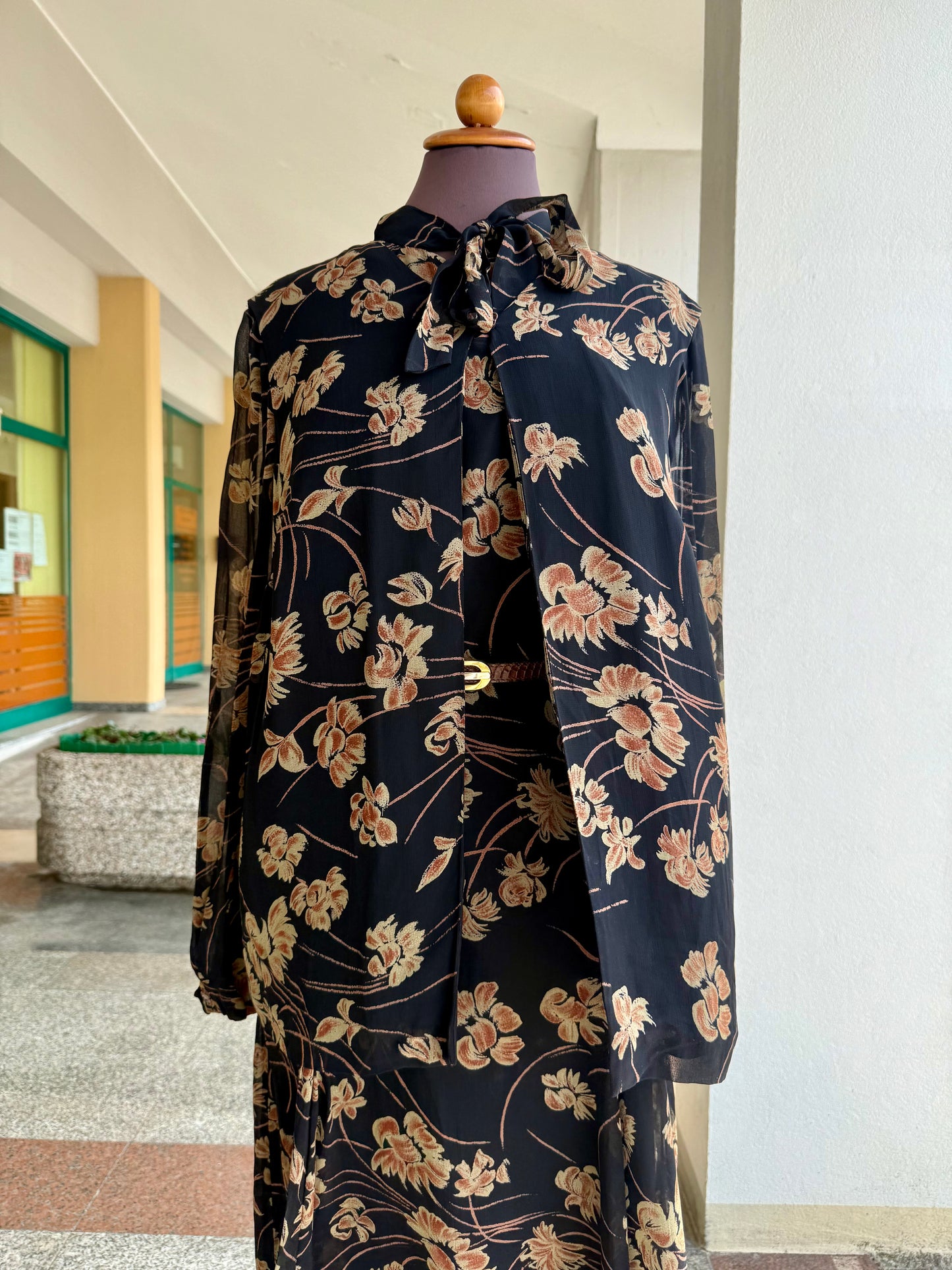 Abito anni ‘60 in crepe di seta + gilet - TG. 44/46