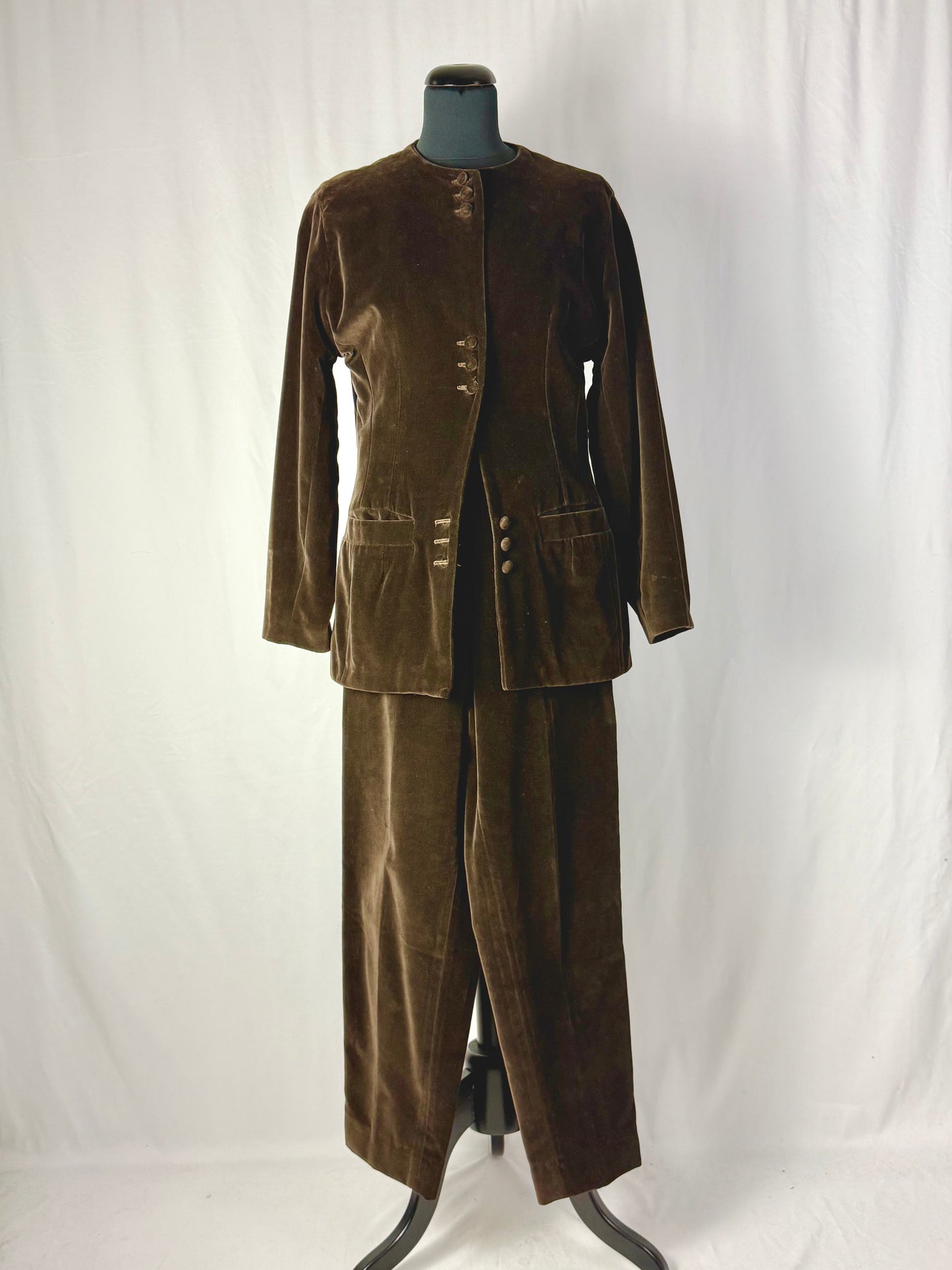Completo in velluto di cotone marrone fondente - TG. 38