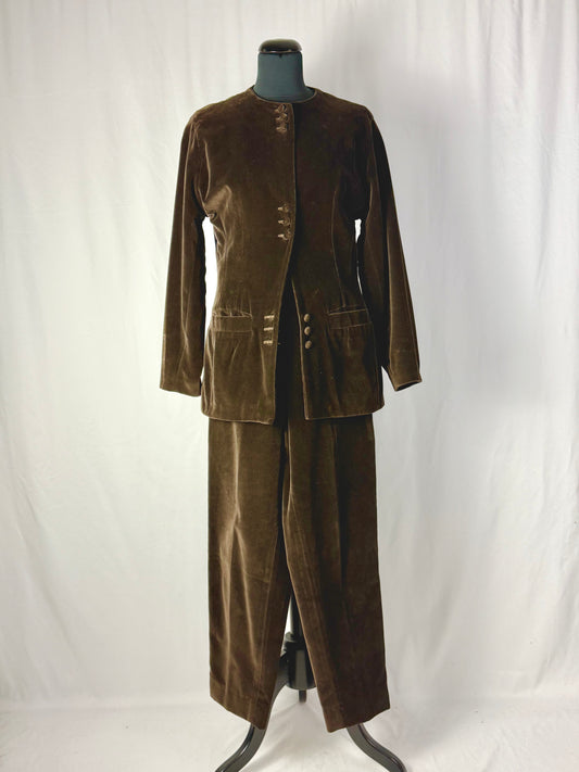 Completo in velluto di cotone marrone fondente - TG. 38