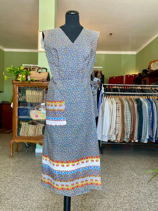 Abito portafoglio anni '70 in cotone vintage – fondo di magazzino - TG. 46/48