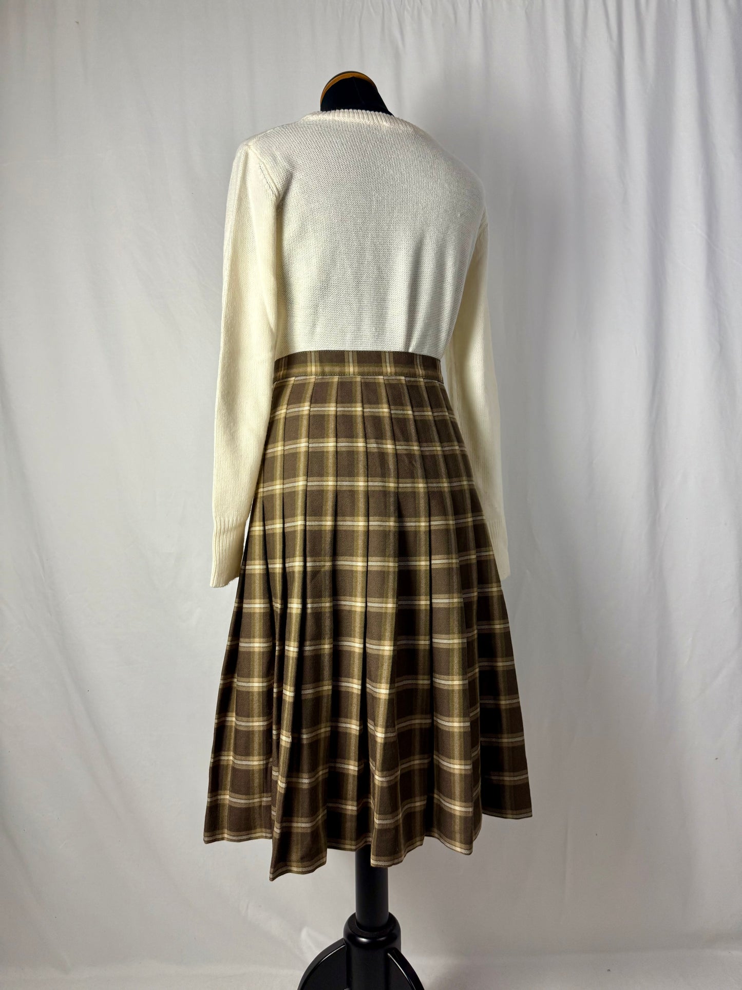 Gonna tartan in pura lana quadri marroni - TG. 46