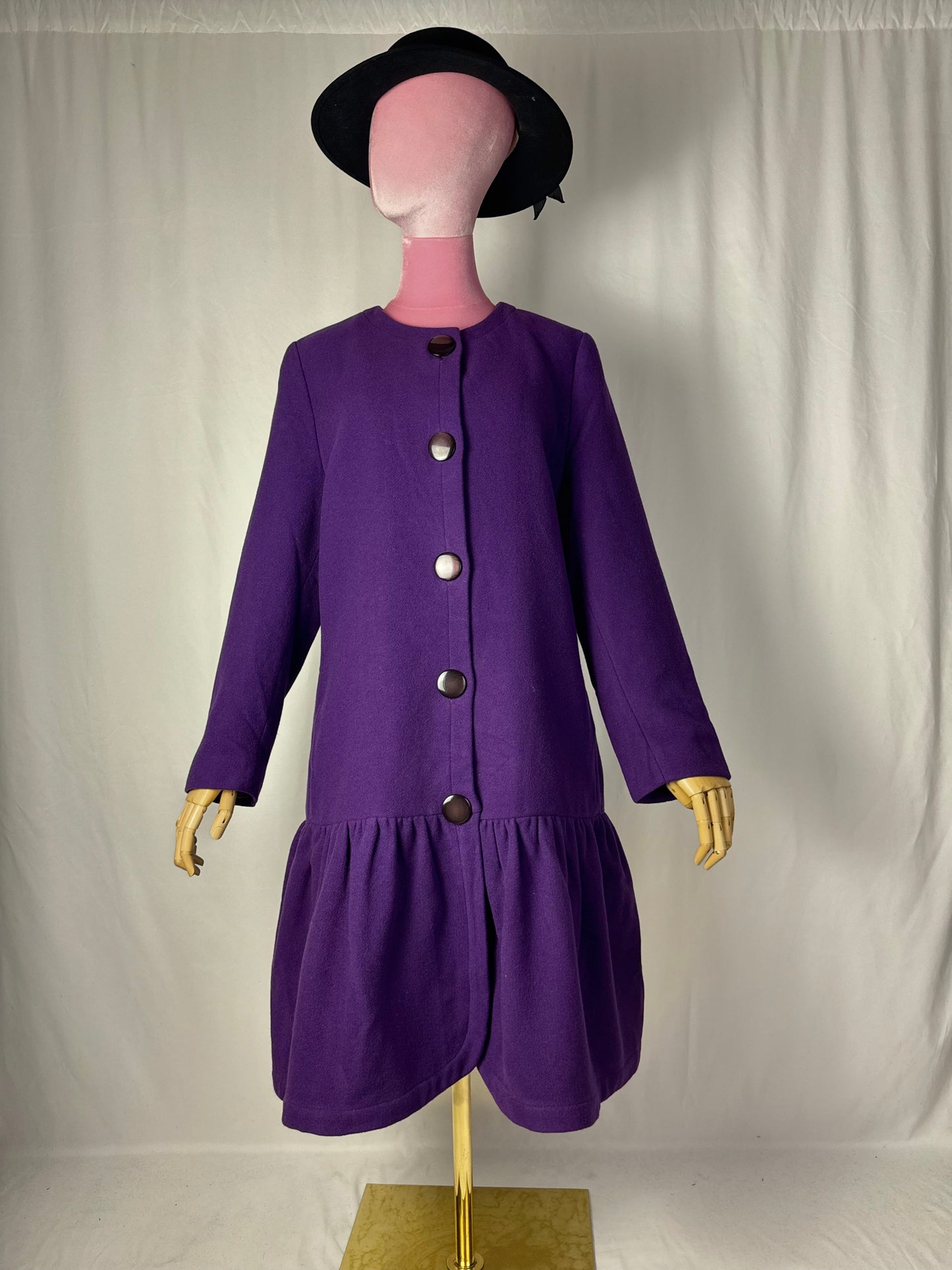 Cappotto in lana anni ‘80 viola - TG. 44