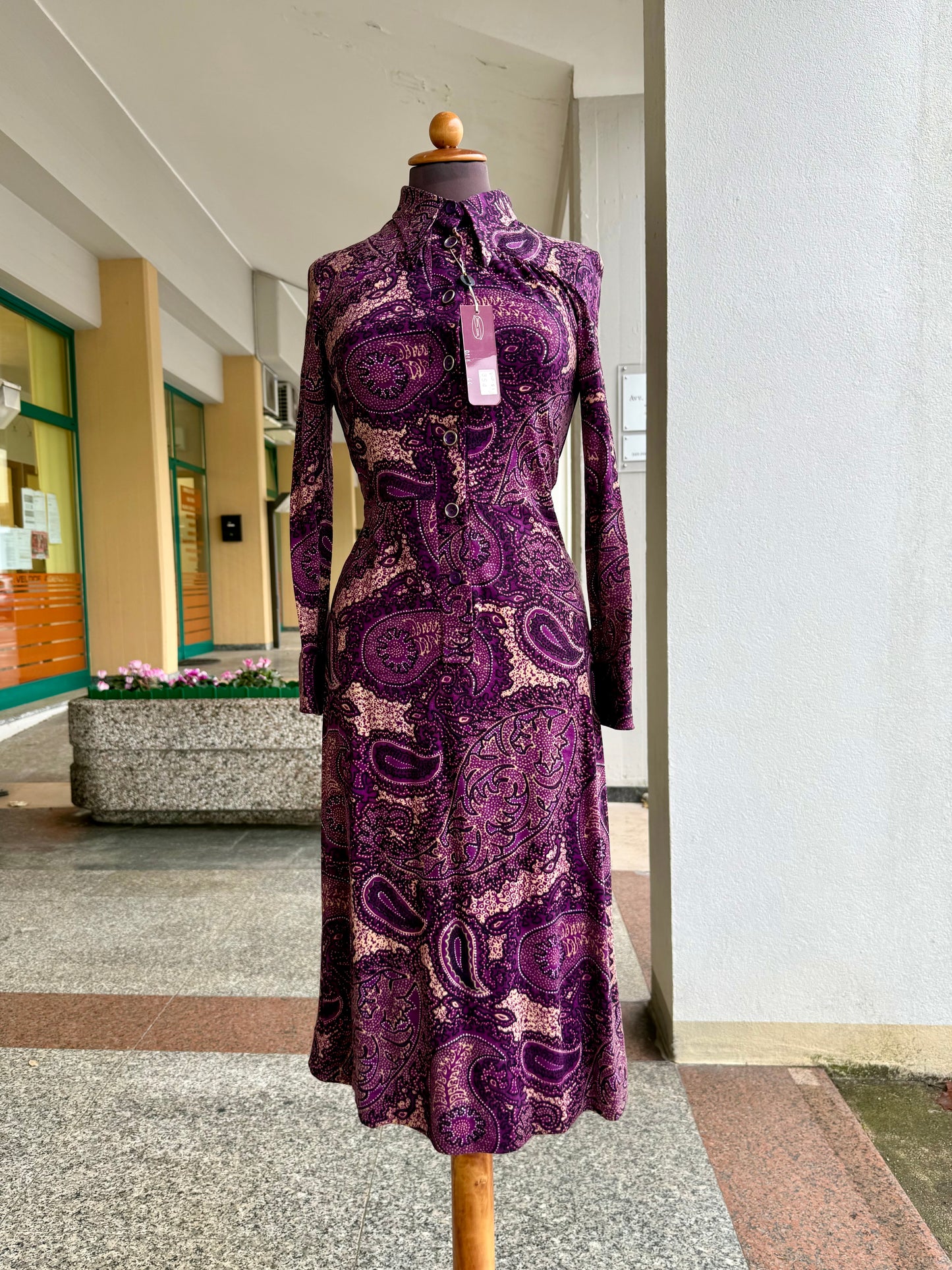 Abito chemisier paisley viola NOS - TG. 38