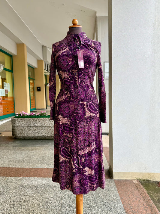 Abito chemisier paisley viola NOS - TG. 38