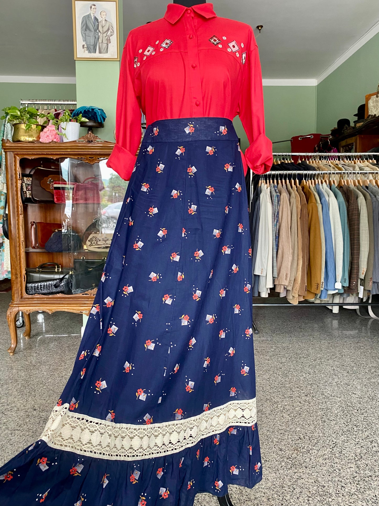 Maxi gonna in tela di cotone anni ‘70 - TG. 38